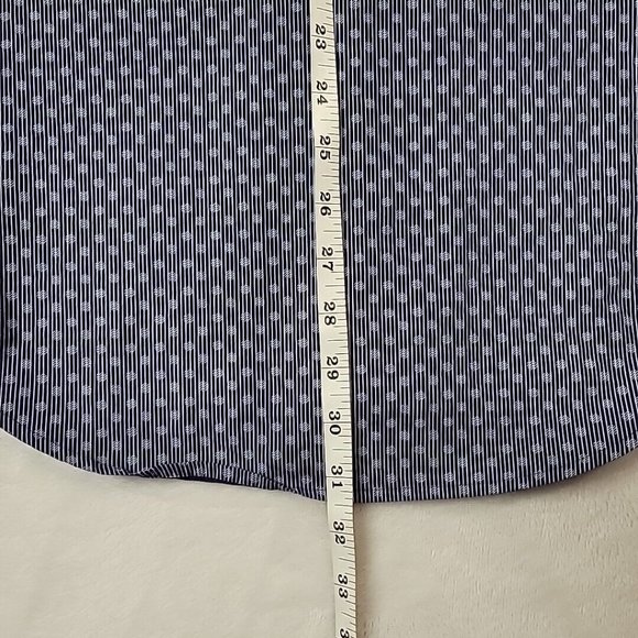 Perry Ellis Mens Long Sleeve Button Up Shirt Blue Stripes Squiggles Size Small - Picture 7 of 10